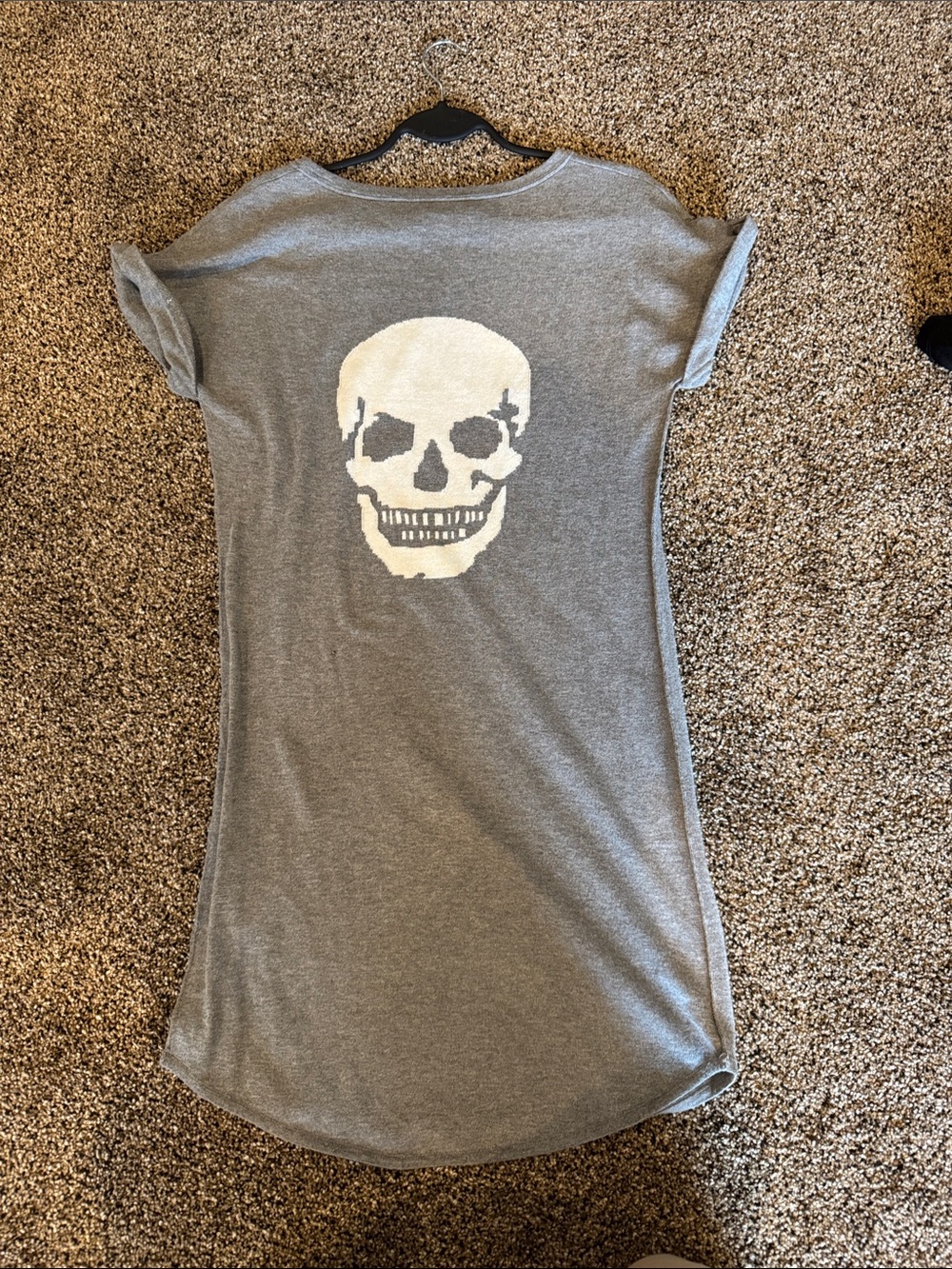 NWOT Skull Cashmere Gray Tee Dress with White Skull Graphic